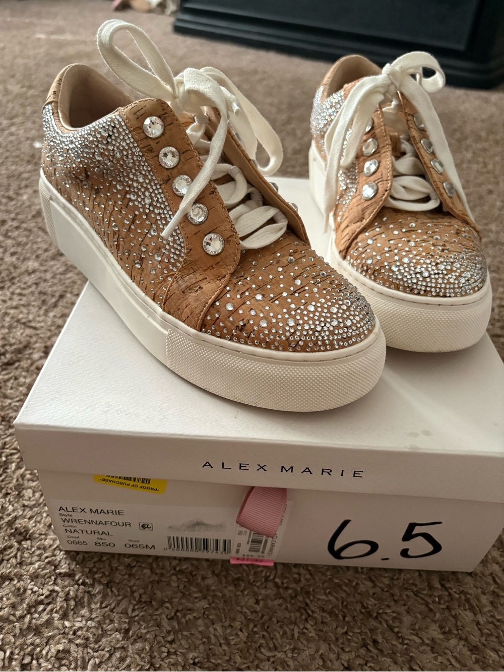 Alex Marie Tan Crystal-Embellished Platform Sneakers